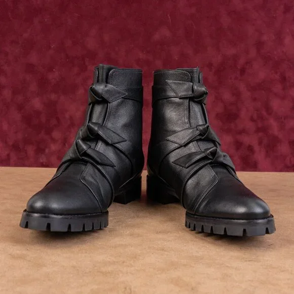 Alexandre Birman Wmn Lolita Black Leather Waterproof Combat Boots 8.5US EUR39 - Picture 2 of 8